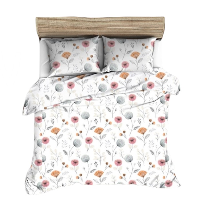 Lenjerie de pat, bumbac, 140x200 cm, multicolor