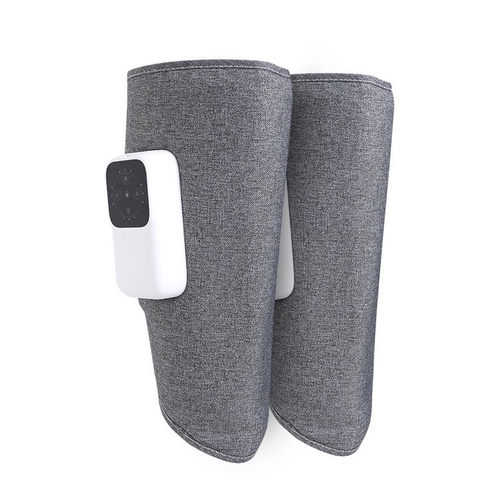 Dispozitiv de masaj picioare, drenaj limfatic, 3 tipuri de masaj, 3 nivele de vibratie, functie de incalzire ajustabila, reincarcabil, atenueaza durerile musculare, imbunatateste circulatia sanguina periferica, reduce celulita, display led, 2 bucati, gri