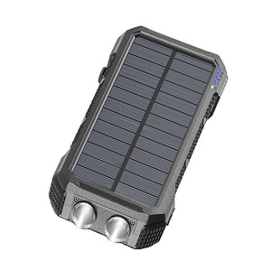 Power Bank solar, ABS, 20000mAh, 5V/3A, 18W, 3 porturi USB, Negru