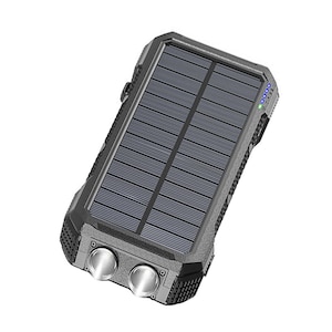 Power Bank solar, ABS, 20000mAh, 5V/3A, 18W, 3 porturi USB, Negru