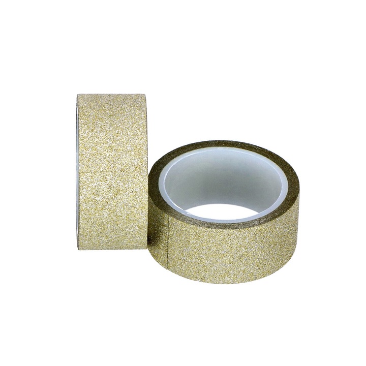 Banda adeziva cu glitter Argo, aurie, 15mmx3m, set 2 bucati