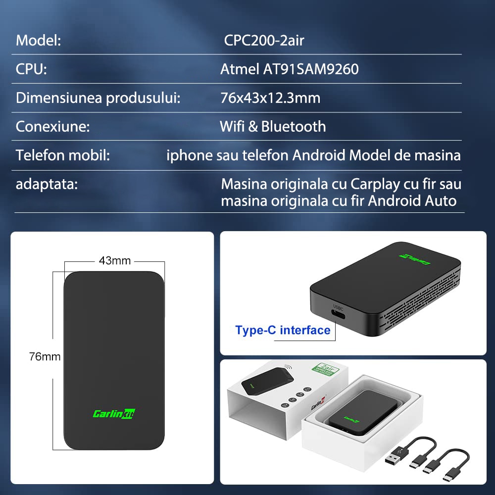Universal Wireless CarPlay Adapter Carlinkit 5.0 CPC200-2air