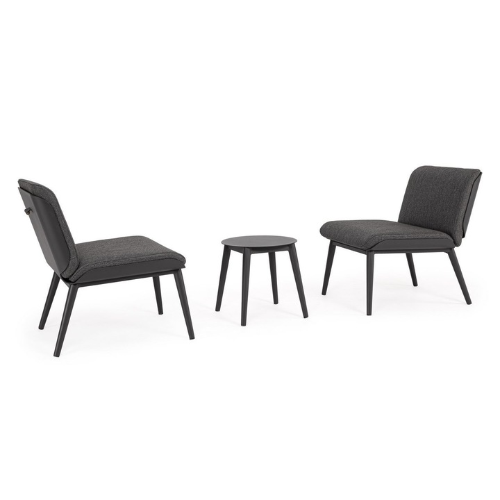 2 db fotelből és antracitszürke asztalból álló szett Isabela 70x59x77 cm, 40x40x40 cm