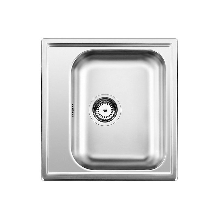 Chiuveta bucatarie, Blanco LIVIT 45 inox periat 48 x 50 x 15.5 cm, sifon cu ventil inclus, la cerere se poate gauri stanga sau dreapta