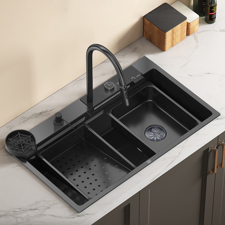 Chiuveta de bucatarie 7546D2 cu afisaj cu robinet mixer in cascada