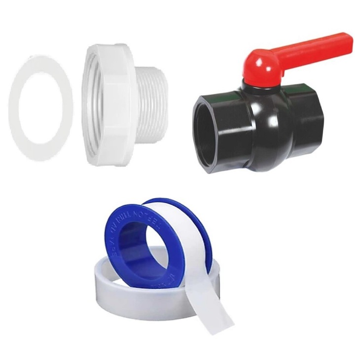 Set Adaptor, bazin IBC 1000L FE robinet 1" FI-FE si banda teflon