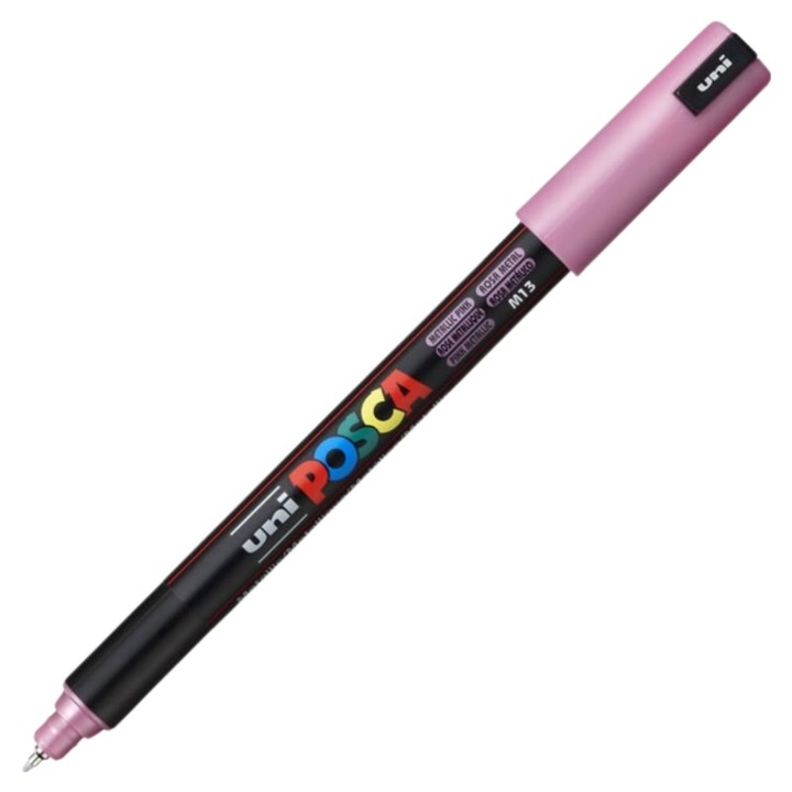 Marker UNI PC-1MR Posca, 0.7 mm, varf fin metalic, Roz metalizat