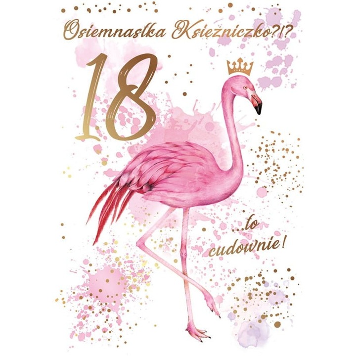 Felicitare aniversare de 18 ani, Kukartka, Alb/Roz