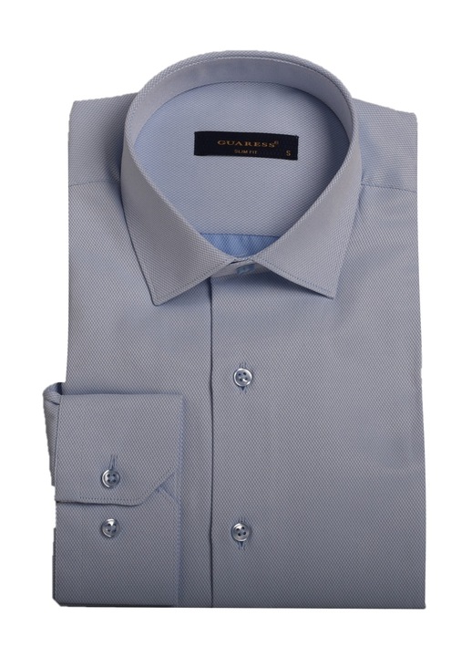 Camasa Guaress din amestec de bumbac, Uni - textura fina, Tipar Cambrat, GS30014-T5, 2XL, Bleu