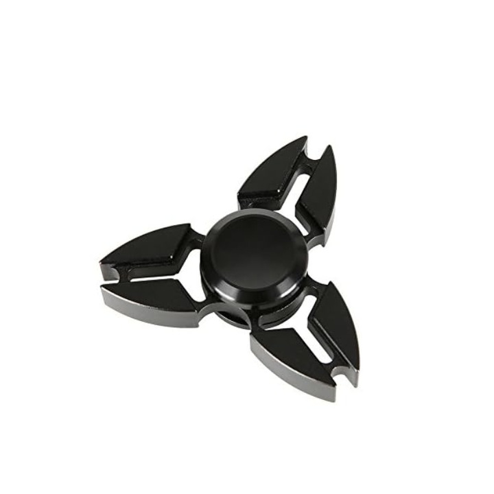 Jucarie interactiva pentru relaxare, fidget spinner din metal, culoare neagra