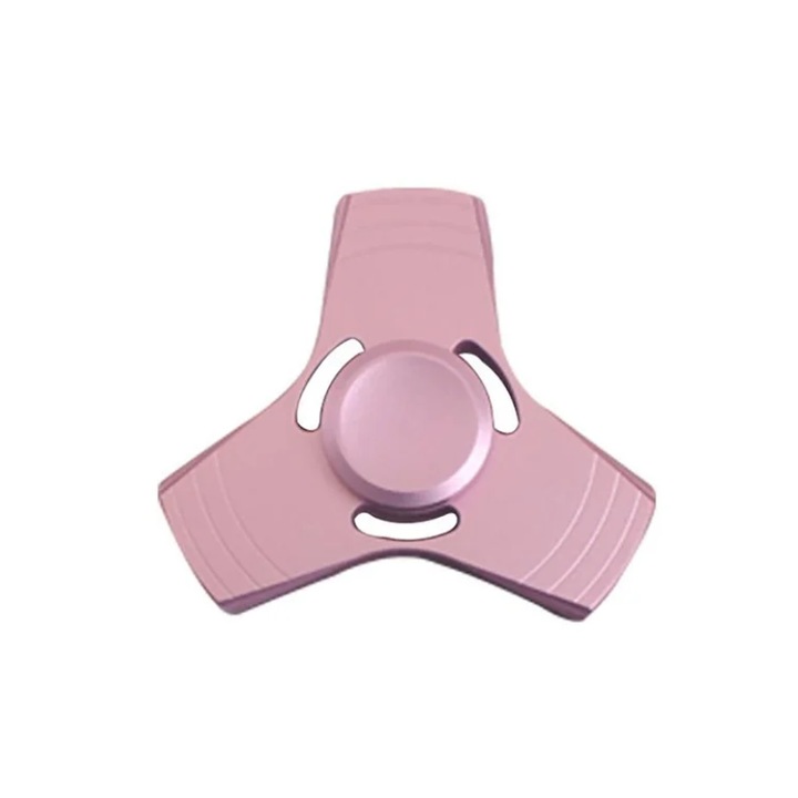 Jucarie interactiva pentru relaxare, fidget spinner din metal, culoare roz pudrat