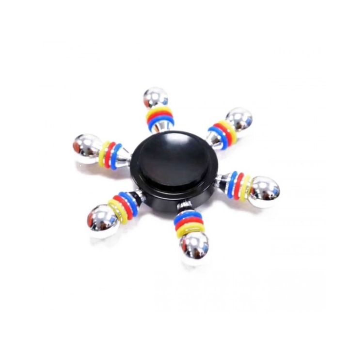 Jucarie interactiva pentru relaxare, fidget spinner din metal, demontabil, culoare neagra
