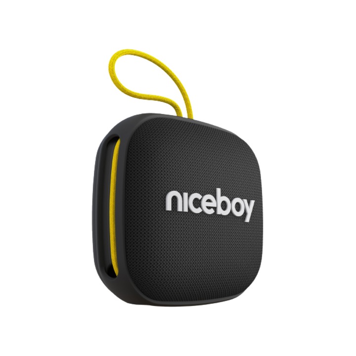 Boxa portabila Niceboy Raze Mini 4, Wireless, 5W, Bluetooth 5.0, Microfon, FM, IPX5, MaxxBass, autonomie pana la 8 ore, incarcare USB-C, negru