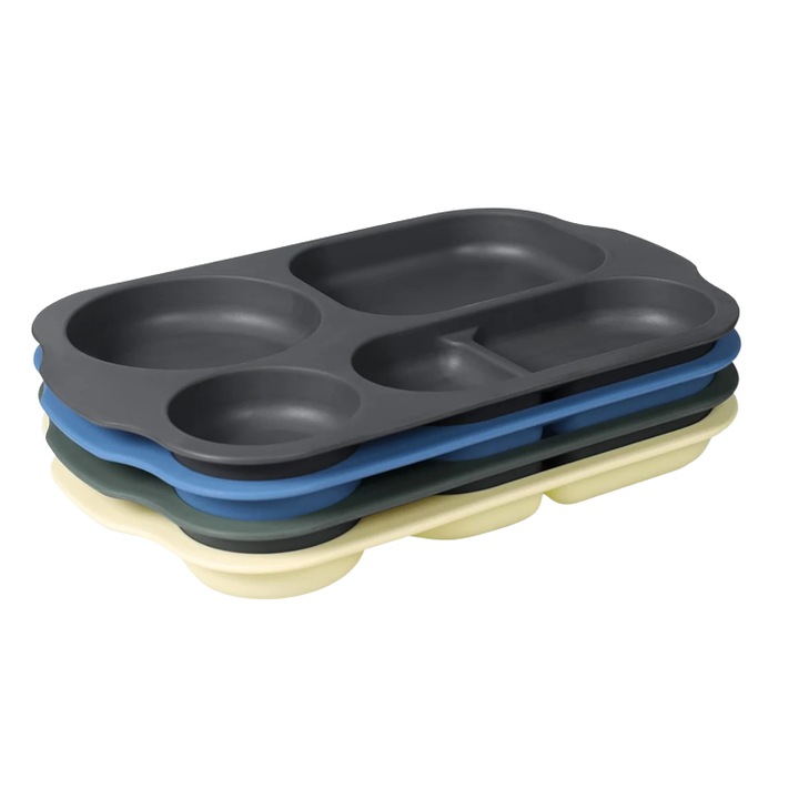 Set de 4 farfurii compartimentate pentru picnic Greentainer, PP, multicolor, 29,9 x 20, 2 cm