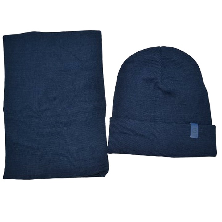 Детски комплект шапка и кръгъл шал Gracek GR08112B, Navy Blue 103767