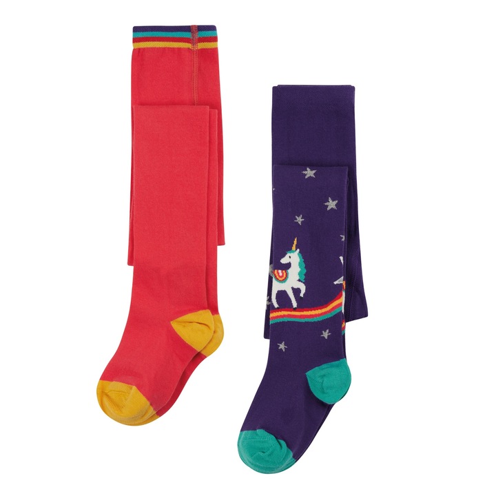 Set dresuri, „miez de pepene si unicorni” (2 perechi), bumbac organic, multicolor, copii, Multicolor