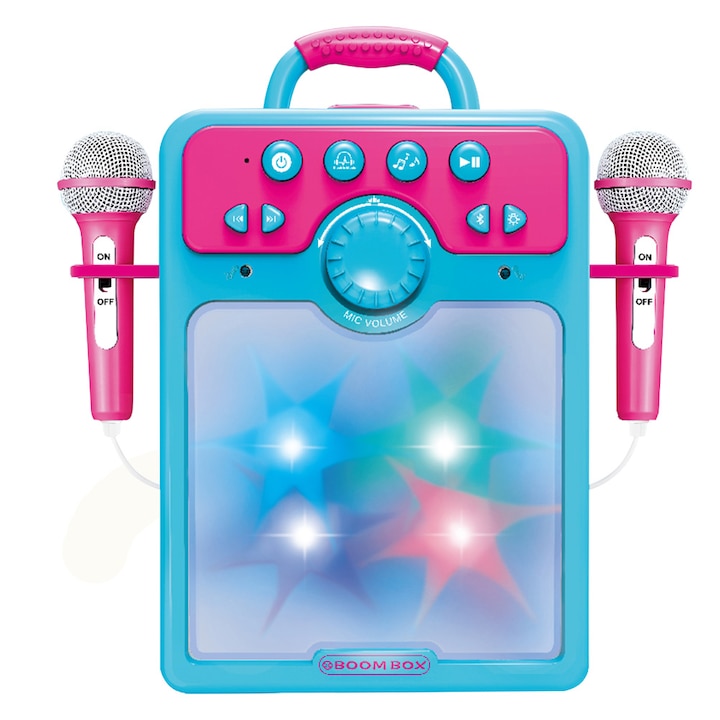 Set karaoke de jucarie cu 2 microfoane, Timeless Tools, cu lumini si efecte sonore, poate fi conectat la un telefon