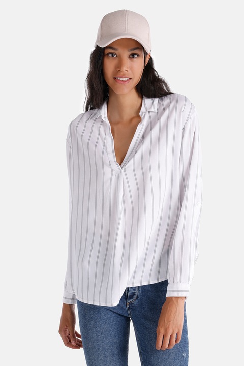 COLIN'S, Bluza cu model in dungi, Alb optic, L