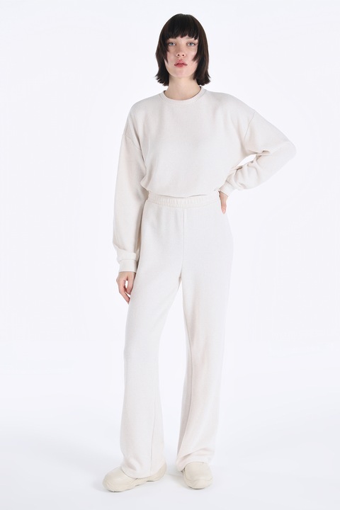 COLIN'S, Pantaloni cu croiala ampla si talie inalta, Crem
