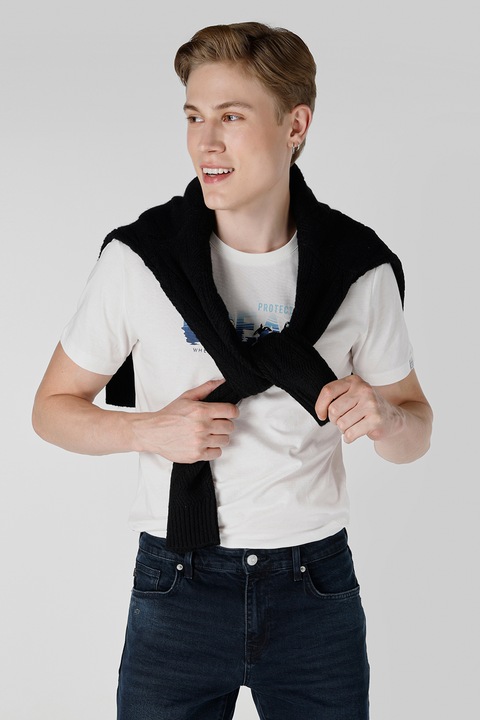 COLIN'S, Pulover din tricot fin cu decolteu la baza gatului, Negru