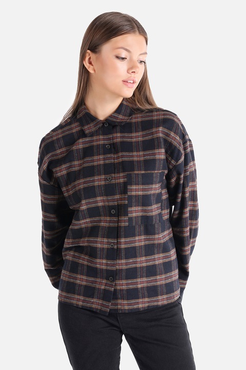 COLIN'S, Camasa cu maneci lungi si model in carouri, Negru/Maro