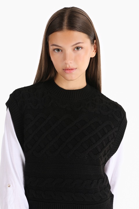 COLIN'S, Pulover cu model torsade, Negru, M