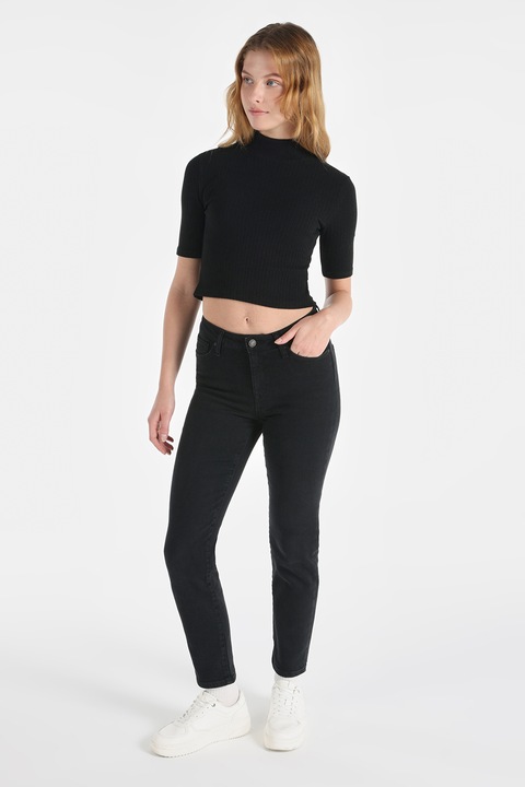 COLIN'S, Középmagas derekú crop farmernadrág, Fekete