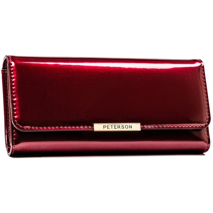 Portofel de dama, piele ecologica, purple, Peterson, ptn 006-lak, 9 x 19 x 3 cm