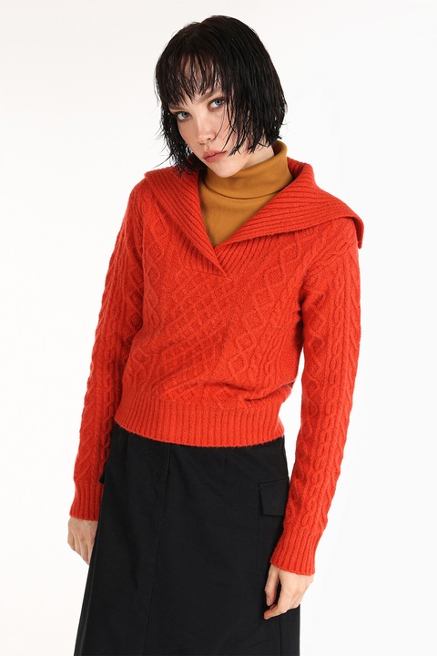 COLIN'S, Pulover cu model torsade, Rosu vermillion