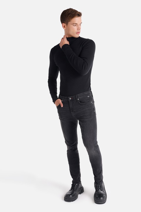 COLIN'S, Mosott hatású skinny fit farmernadrág, Sötétszürke