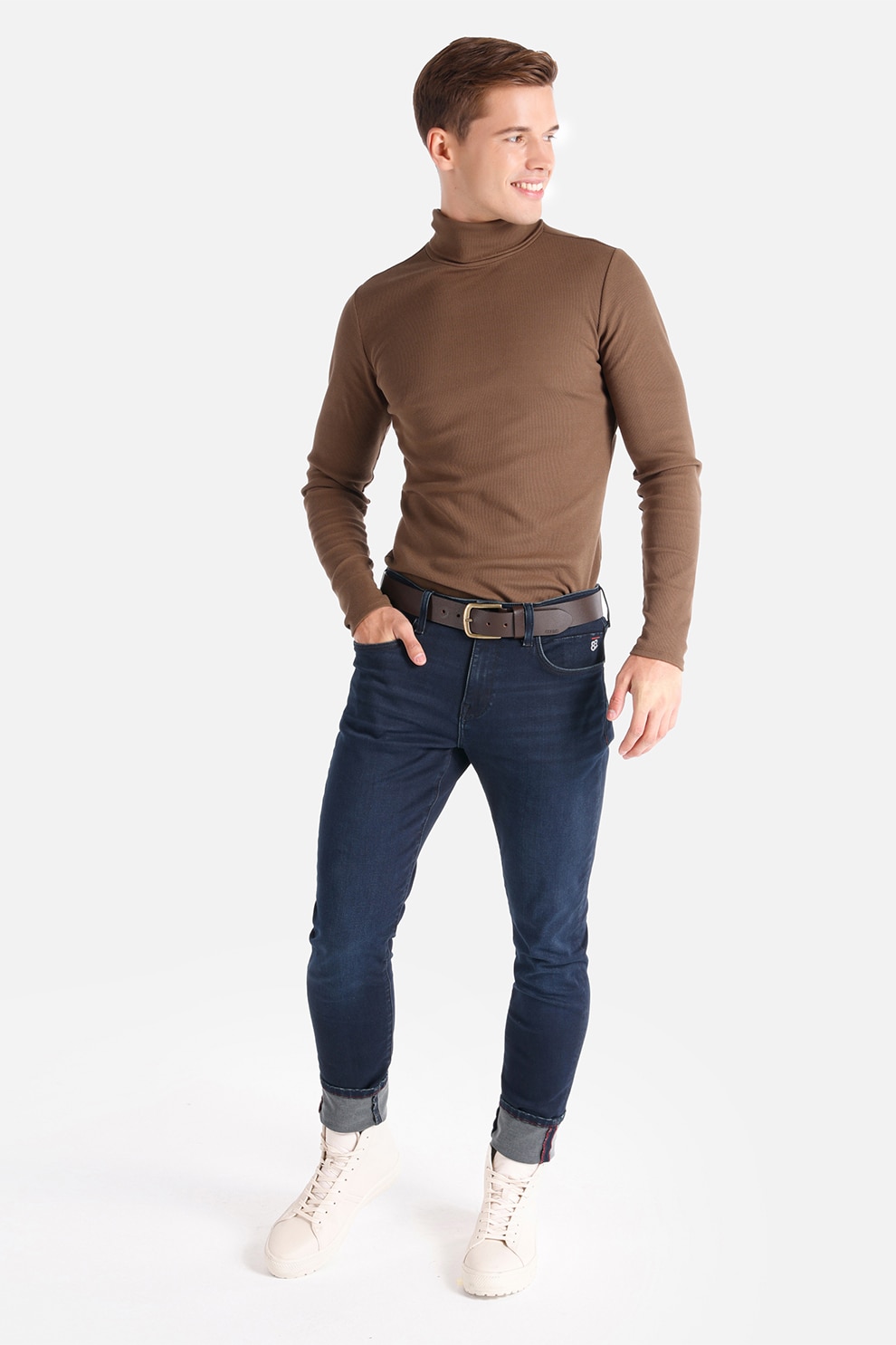 COLIN'S, Blugi slim fit cu model uni, Bleumarin, W28-L32