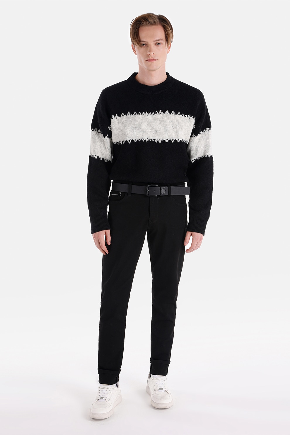 COLIN'S, Blugi cu croiala conica si talie medie, Negru, W28-L32