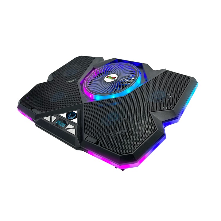 Охладителна плоча за лаптоп, Froggiex, FX-PC-P1-BL NitroCooling, RGB, Черен
