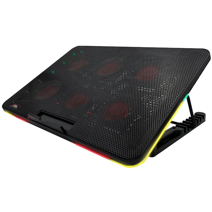 Placa de racire pentru laptop, Froggiex, FX-PC-P2-R HyperCooling RGB, Negru