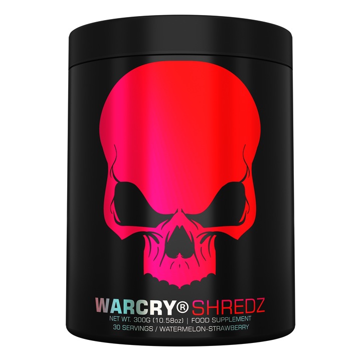 Pudra pre-antrenament Warcry Shredz 300g/30 serv, arzator de grasimi cu aroma Watermelon Strawberry