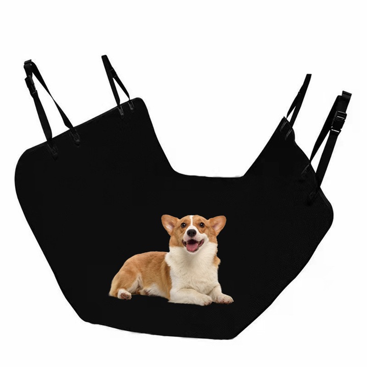 Husa Auto Profesionala Protectie si Transport Animale, Minetgnon®, pentru bancheta auto, antialunecare, impermeabila, matlasata, neagra, 144x144cm, Negru