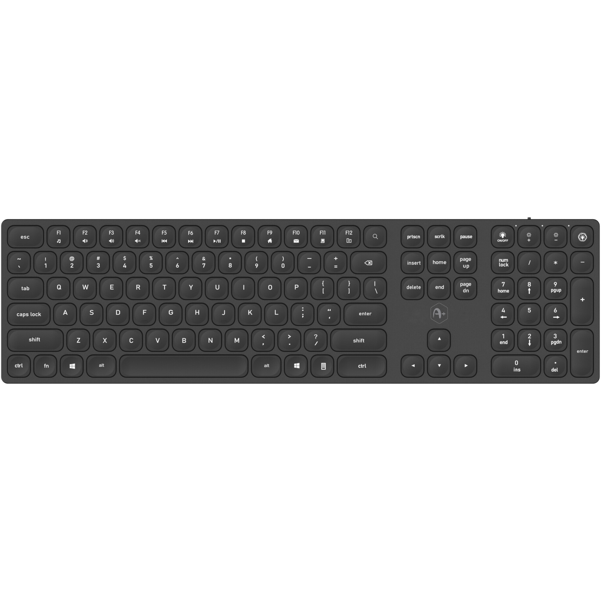 Tastatura office A+, aluminium, type-c cable, US layout, black