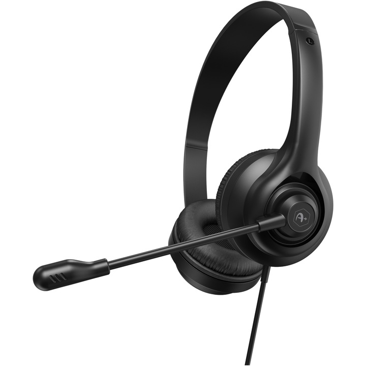 Слушалки с микрофон Office A+, 3.5'' plug, Кабел 1.9 м, Черен