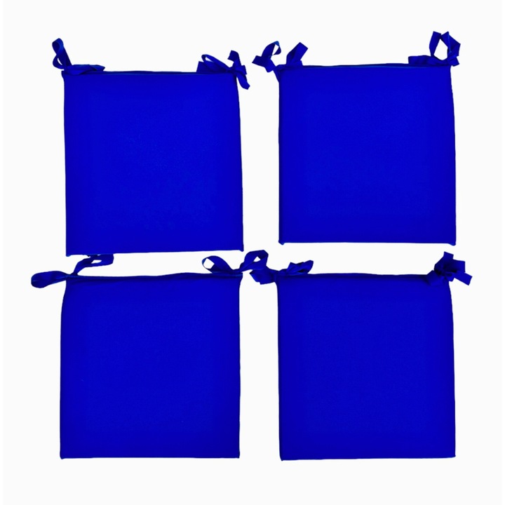 Комплект от 4 декоративни възглавници за кухненски или терасен стол с размери 40х40х3см цвят тъмно син