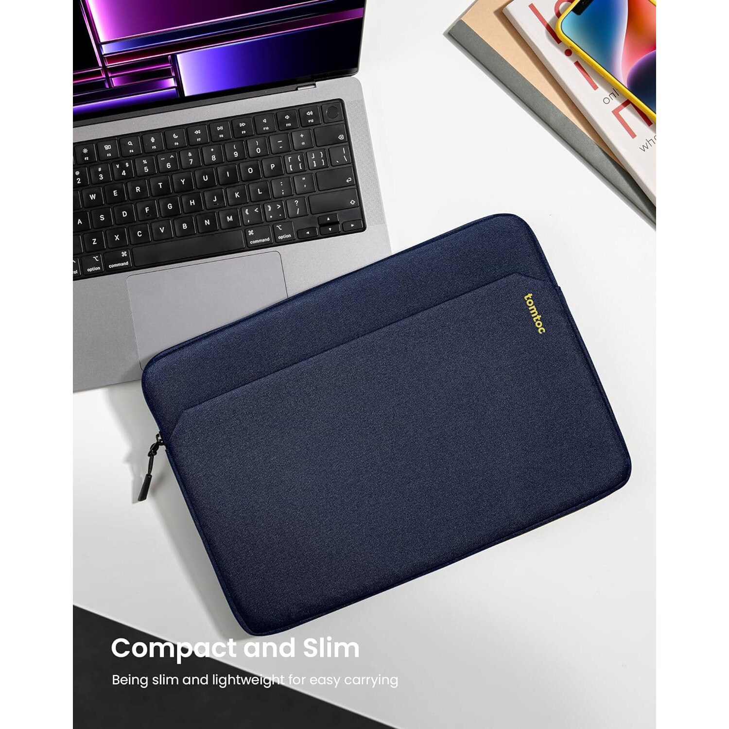 Husa Tomtoc Light-A18 Sleeve Pentru Laptop / Macbook Pro / Air, 15 inch, Albastru marin
