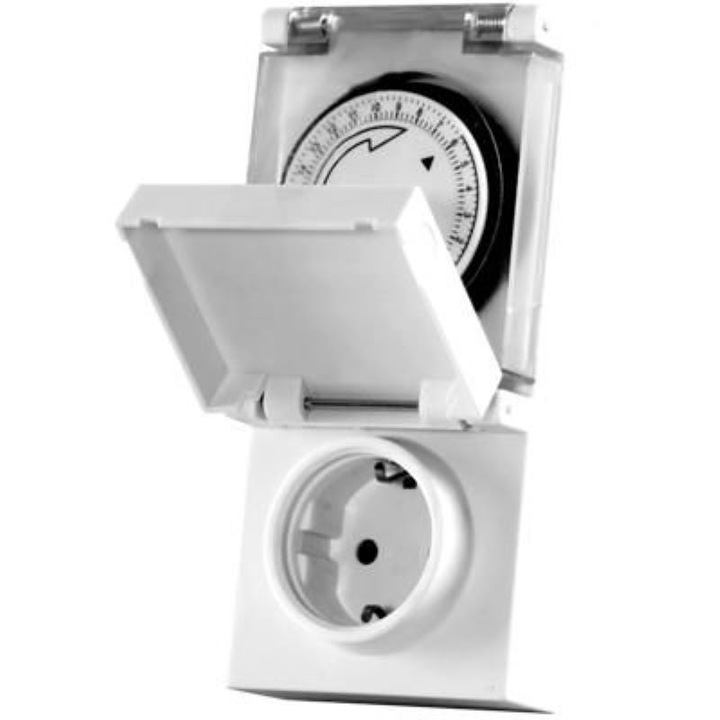 Priza programabila mecanic, de exterior, Mentavill, 16A, 3600W, IP44