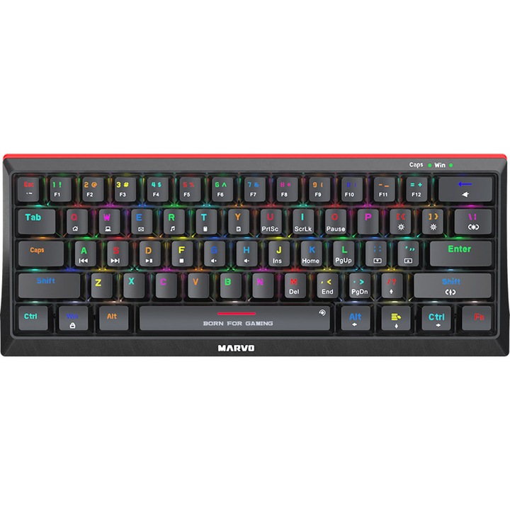 Tastatura Marvo KG962G, iluminare RGB, USB-C, negru