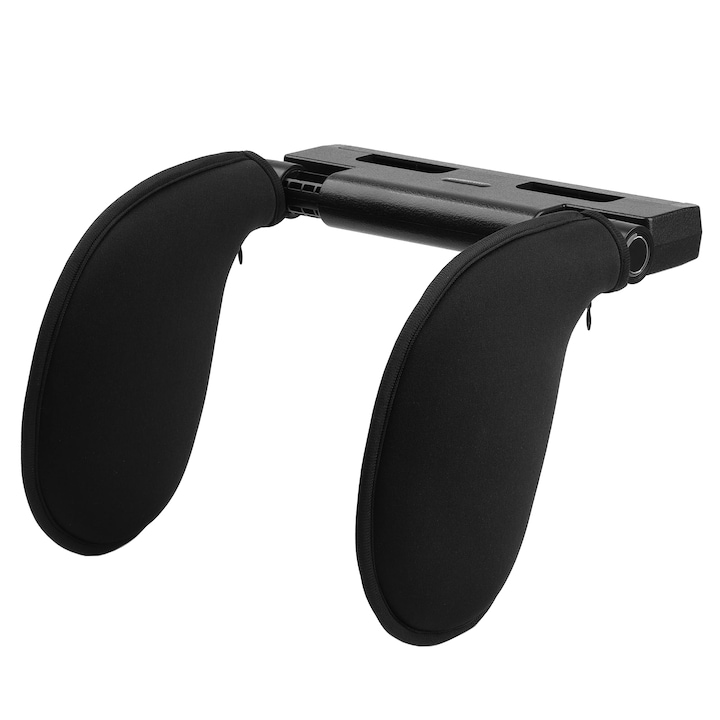 Perna tetiera auto pentru copii si adulti, suport tetiera ajustabil, husa detasabila, ABS + poliester + spuma memorie, Roll Fast, negru