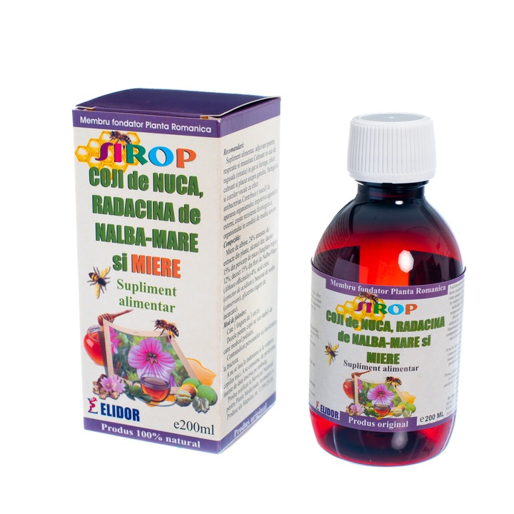 Sirop Coji de nuca, Radacina de nalba mare si Miere 200 ml Elidor