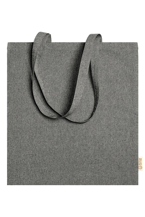 Чанта от рециклиран памук, Rivoli, 41 х 37 см, плътност 120 г/м², меланжево черно