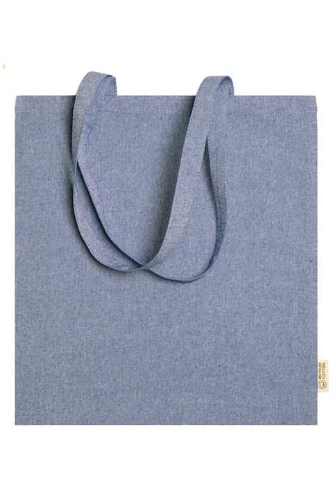 Sacosa din bumbac reciclat, Rivoli, 41 x 37 cm, densitate 120 g/m², albastru melanj