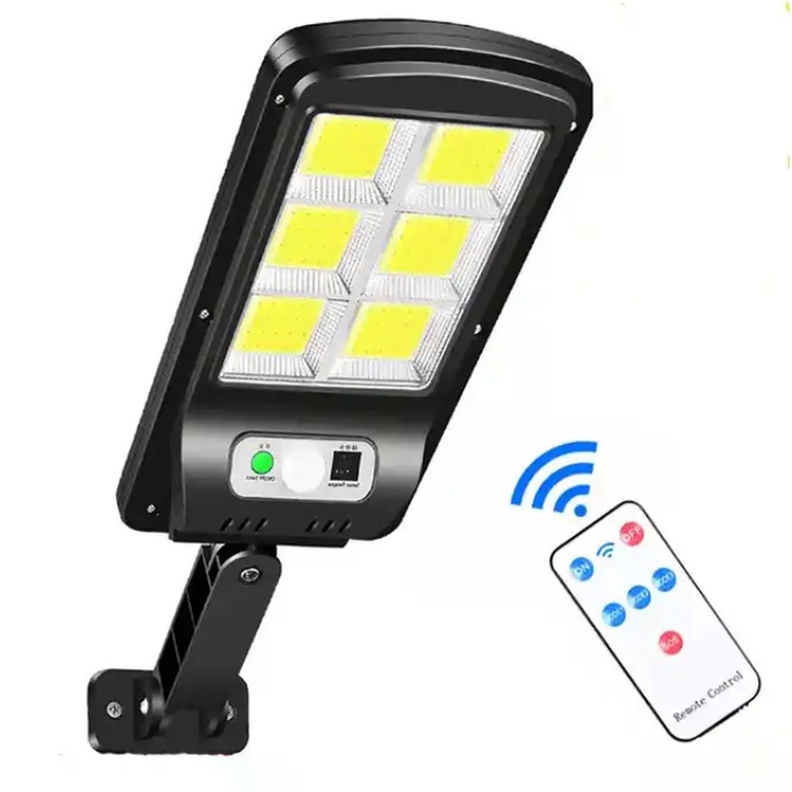 Соларна LED лампа, 120 COB, дистанционно управление, 3 режима на светене, 24 x 12 см, 3800mAh