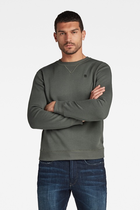G-Star, Суитшърт с органичен памук, Тъмнозелен/Tъмносив