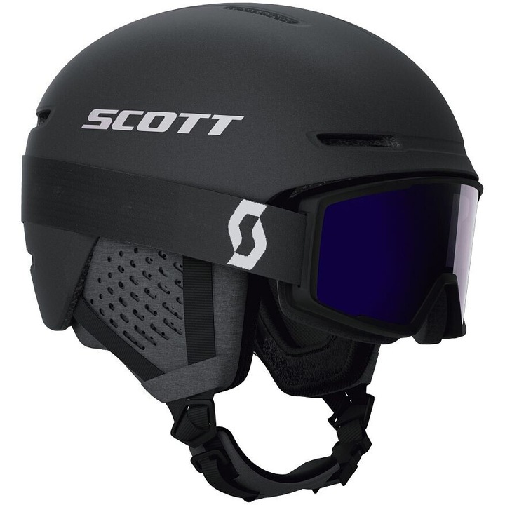 Set casca ski si ochelari Scott Track+ Factor Pro, marime S(51-55cm), negru/alb