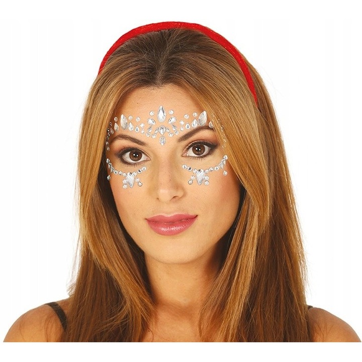 Bijuterii cu cristale de lipit pe fata, Fiestas Guirca, Argintiu